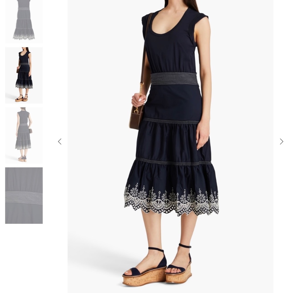 VERONICA BEARD Amaia poplin-paneled cotton-jersey midi dress - XS